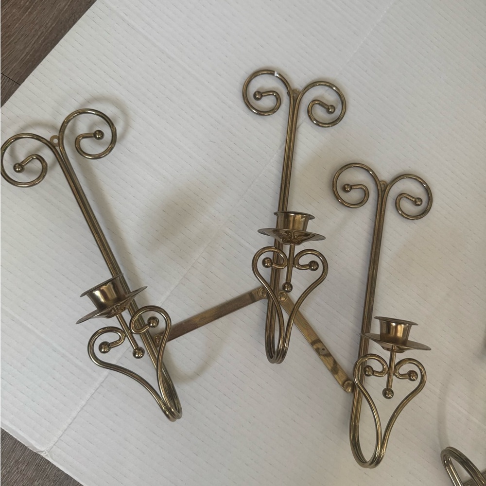 Vintage Homco Triple Sconces Gold Wall - Picture 2 of 6
